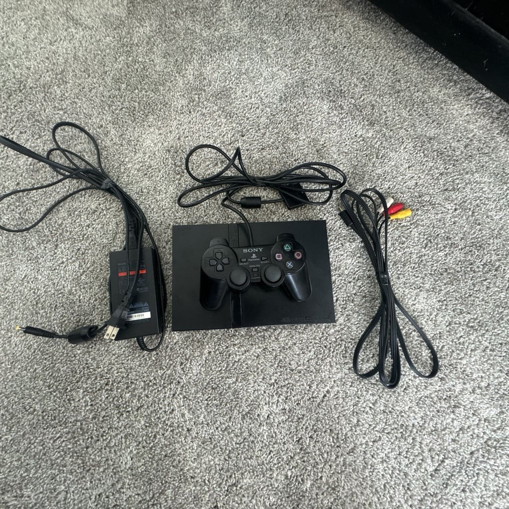 Sony PlayStation 2 Slim Console Black with Controller and Cables