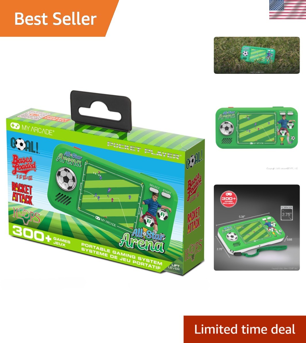 Nostalgic All Star Arena Pocket Player with 307 Games – Perfect for All Ages!