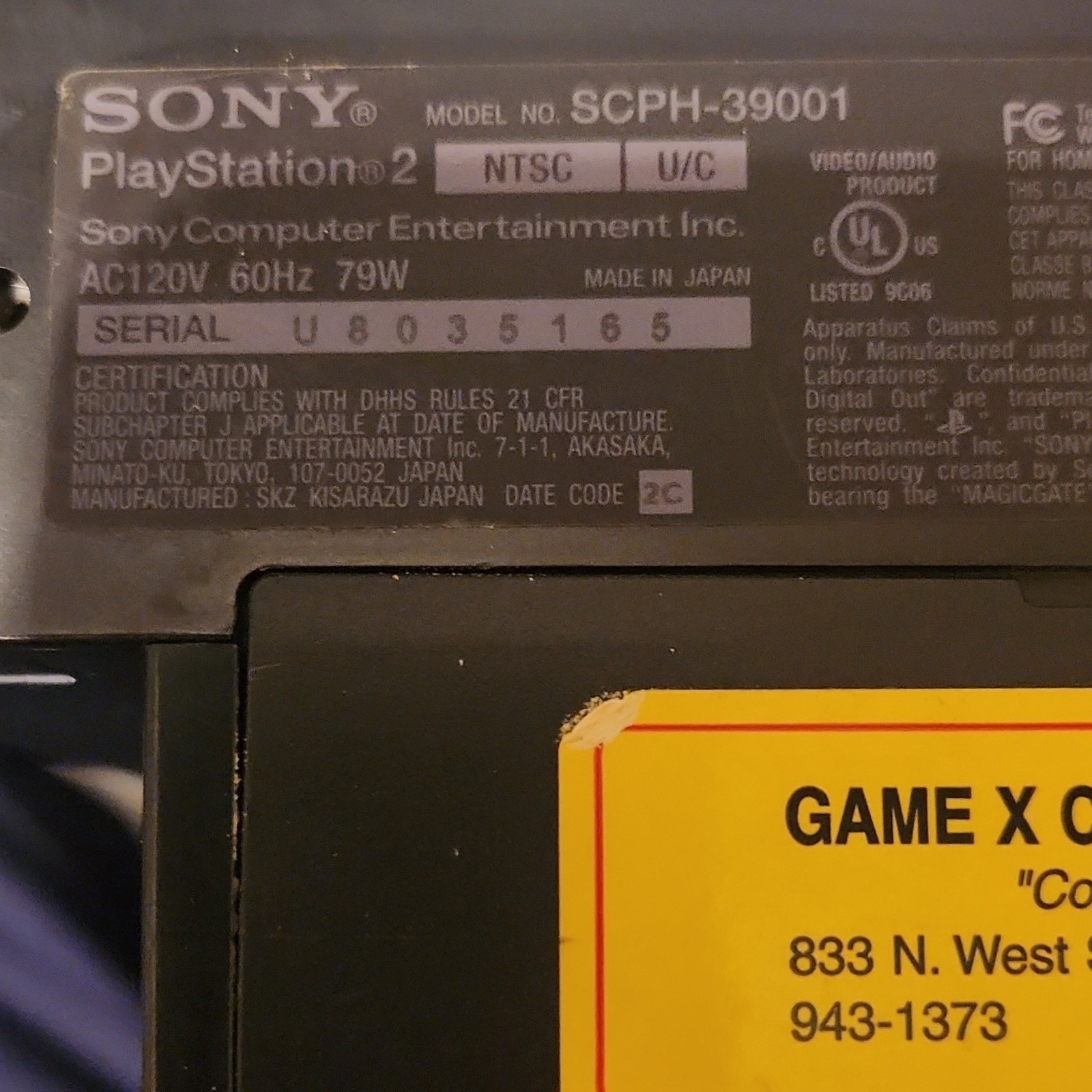 Sony PlayStation 2 SCPH-39001 Black NTSC Console w/ Controller & 2 Games