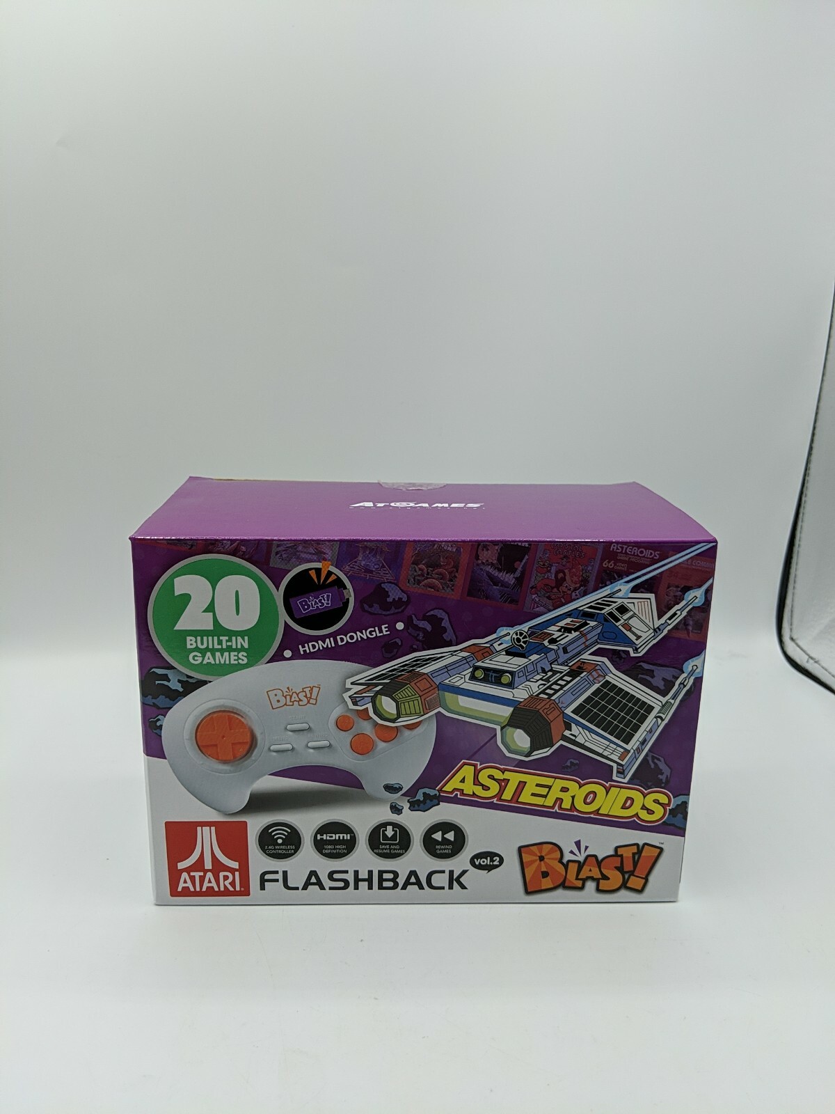Atari Flashback Blast Asteroids 20 built-in games HDMI dongle wireless controllr