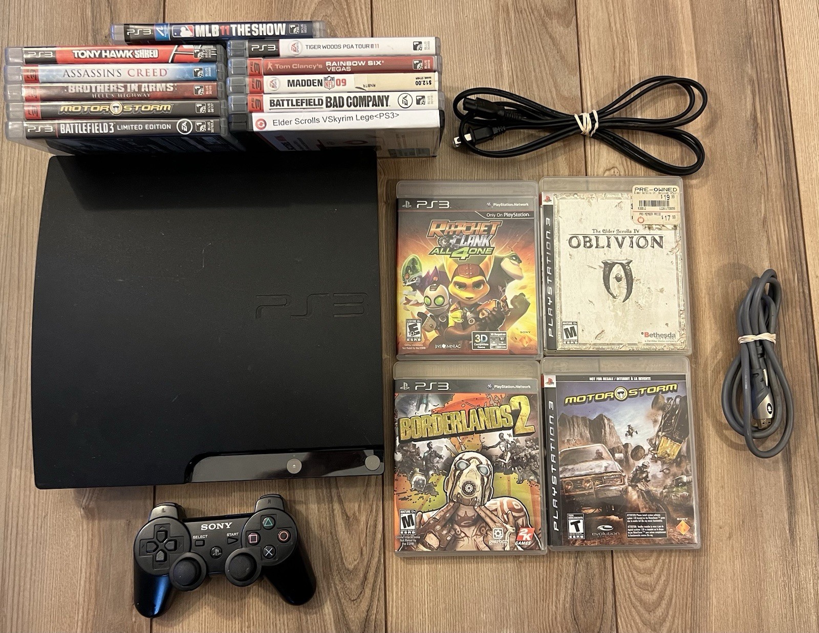 Sony PlayStation 3 Slim 120GB CECH-2001A Console Bundle 15 Games Controller