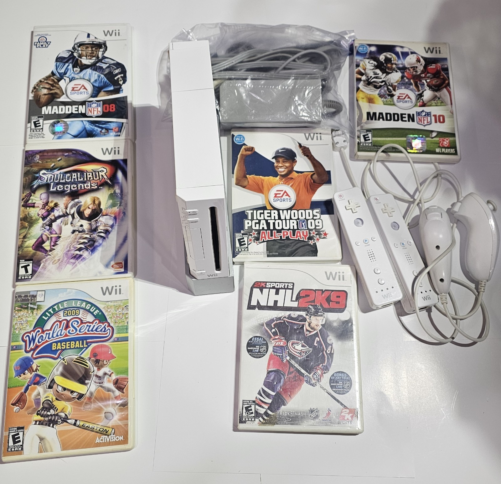 Nintendo Wii System Console Bundle OEM Tested Working W/ Hookups Stand + Games