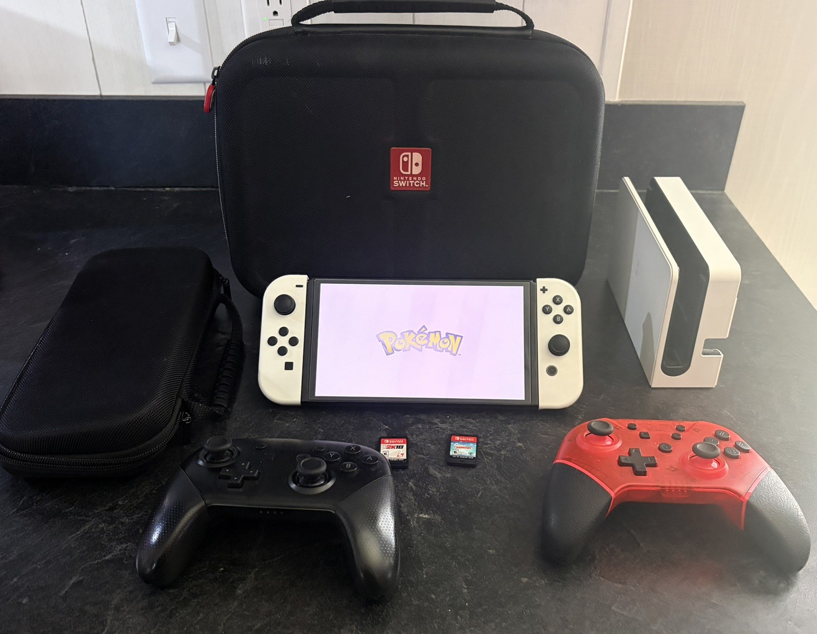 Nintendo Switch OLED Handheld Console 64GB White with Dock, Charger, Controller