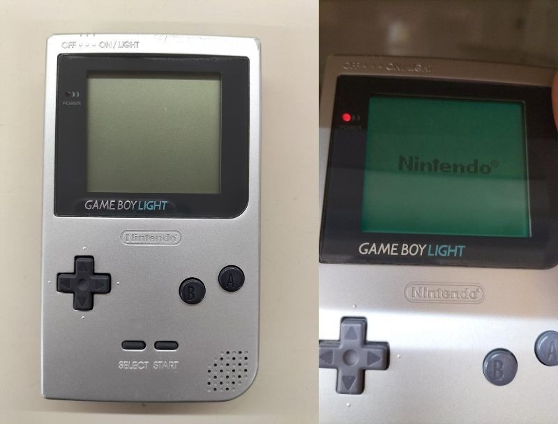 Nintendo Game Boy Light SILVER console MGB-101 GB AA×2 Japan Gifts retrospective