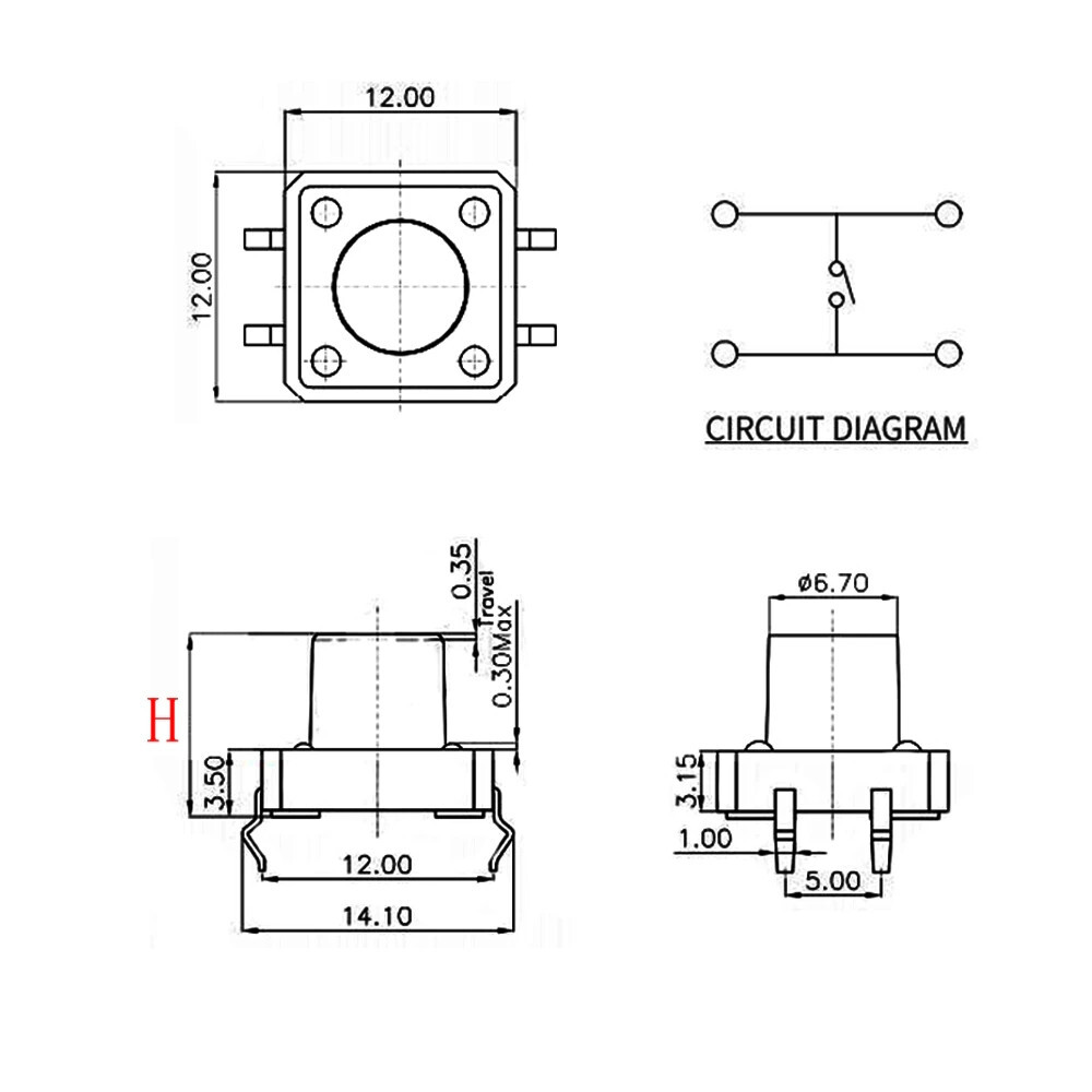 Atari 7800 (Most Common Power Issue) Replacement Tactile Switch – Single Switch