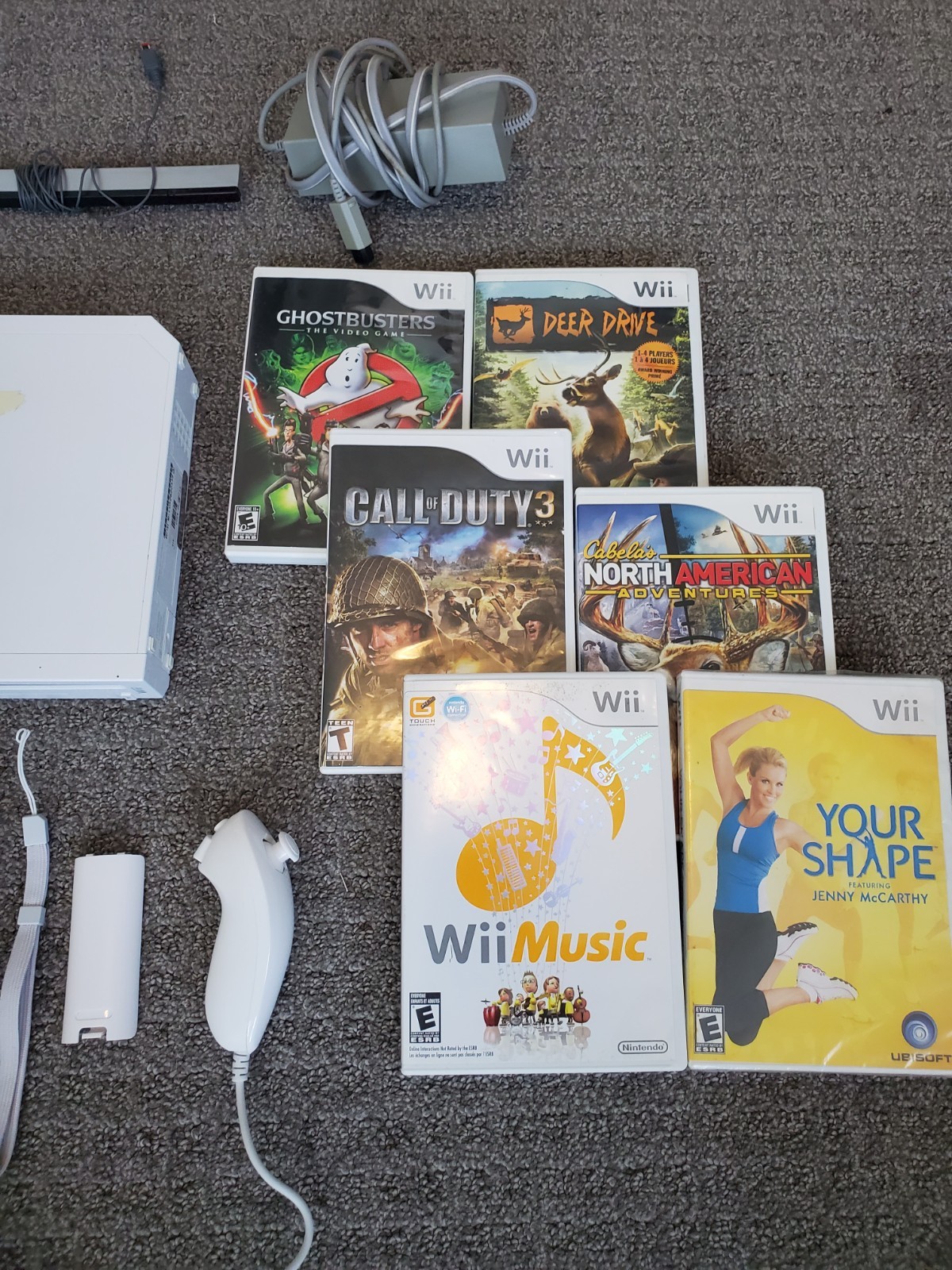 White Nintendo Wii Console System Bundle w/ 12 Games Controller TESETED – Ghostb