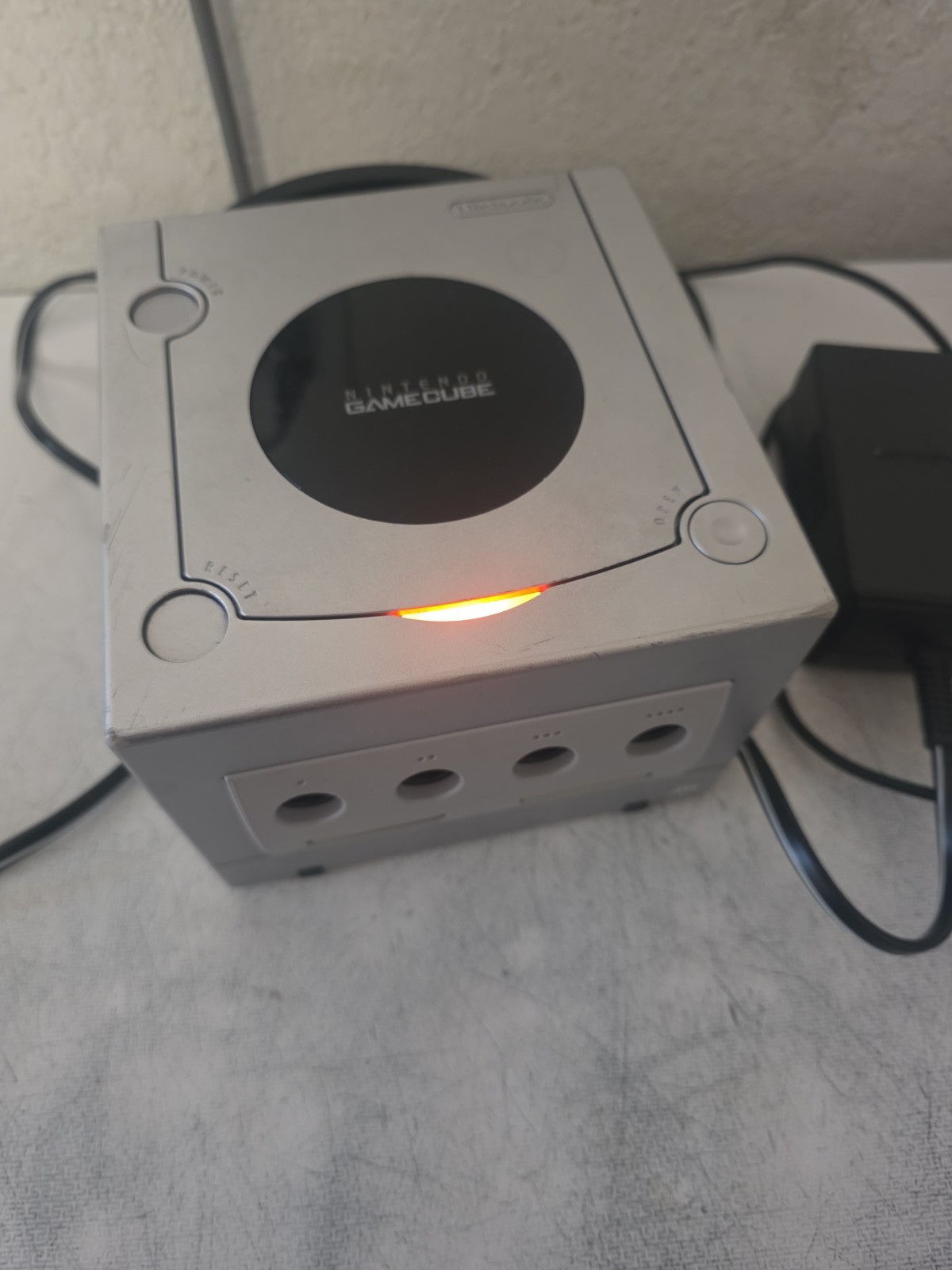 Nintendo GameCube Silver DOL-001 Console Tested Working W/ Game & Power Supply