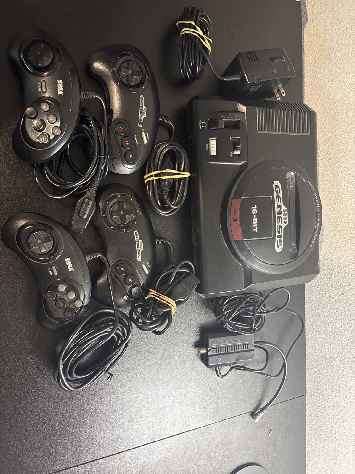 Sega Genesis Model 1601 Console With Cables 4 controllers and 16 games