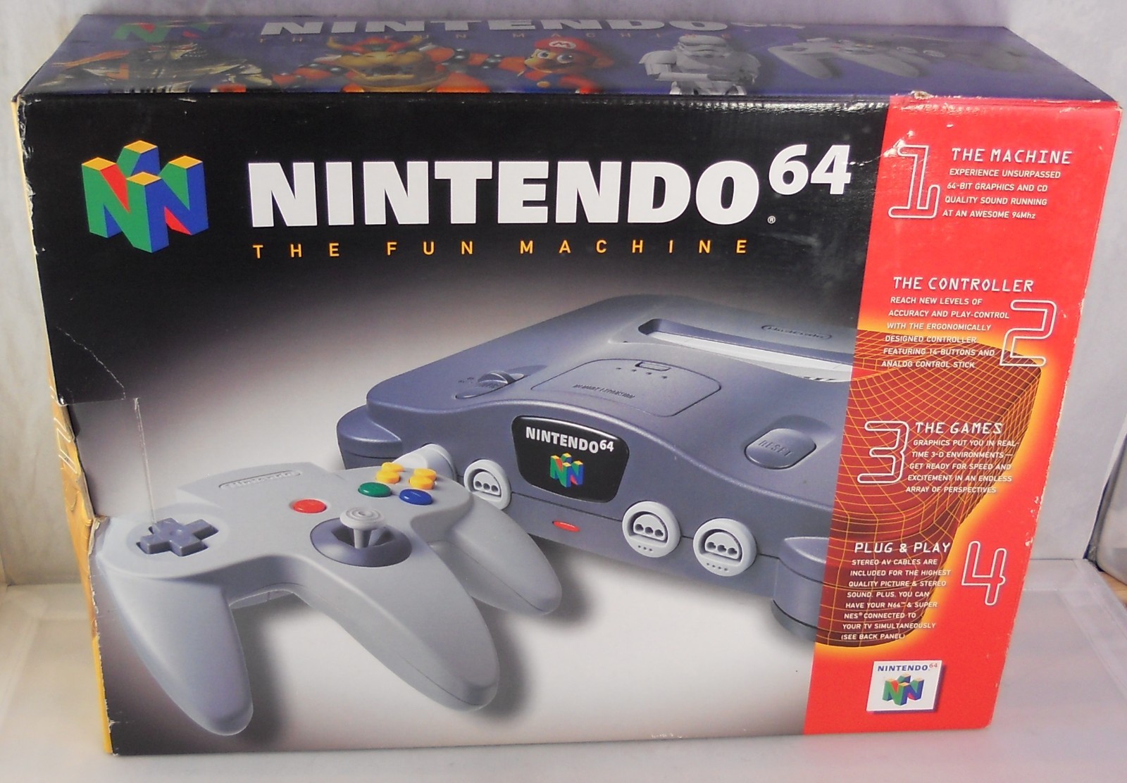 1996 Nintendo 64 Launch Edition Console Game Control Deck Complete in Box CIB