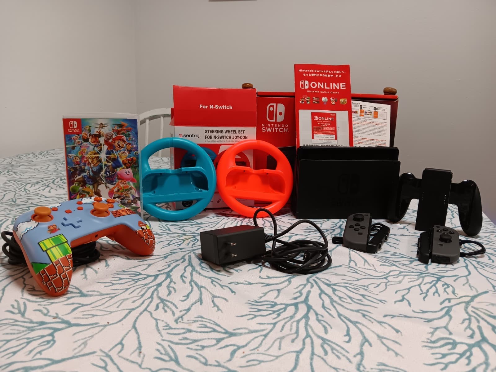 Nintendo Switch BUNDLE | Console+Joy‑Cons+WheelControllers+Game+MemoryCard 128GB