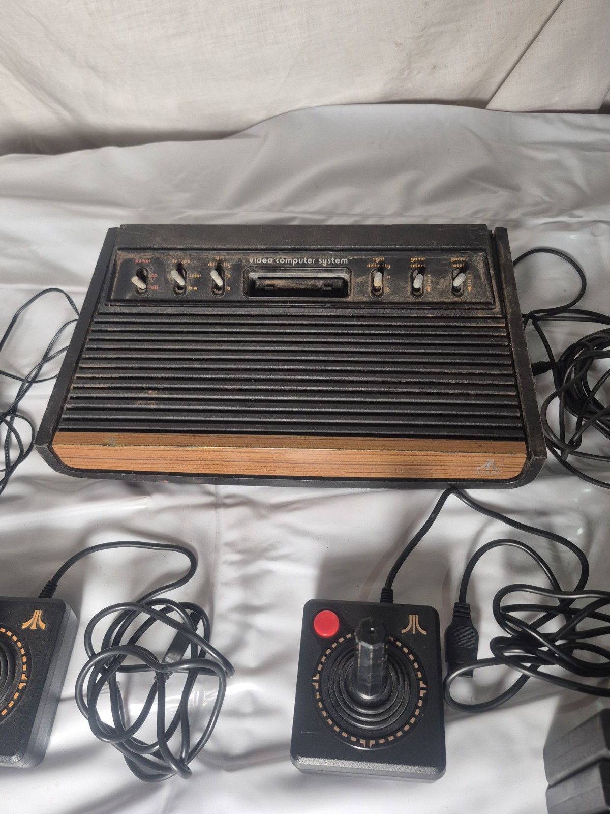 ATARI CX2600 FOUR SWITCH WOODY Console with 6 Game Bundle 2 Joysticks CX-2600