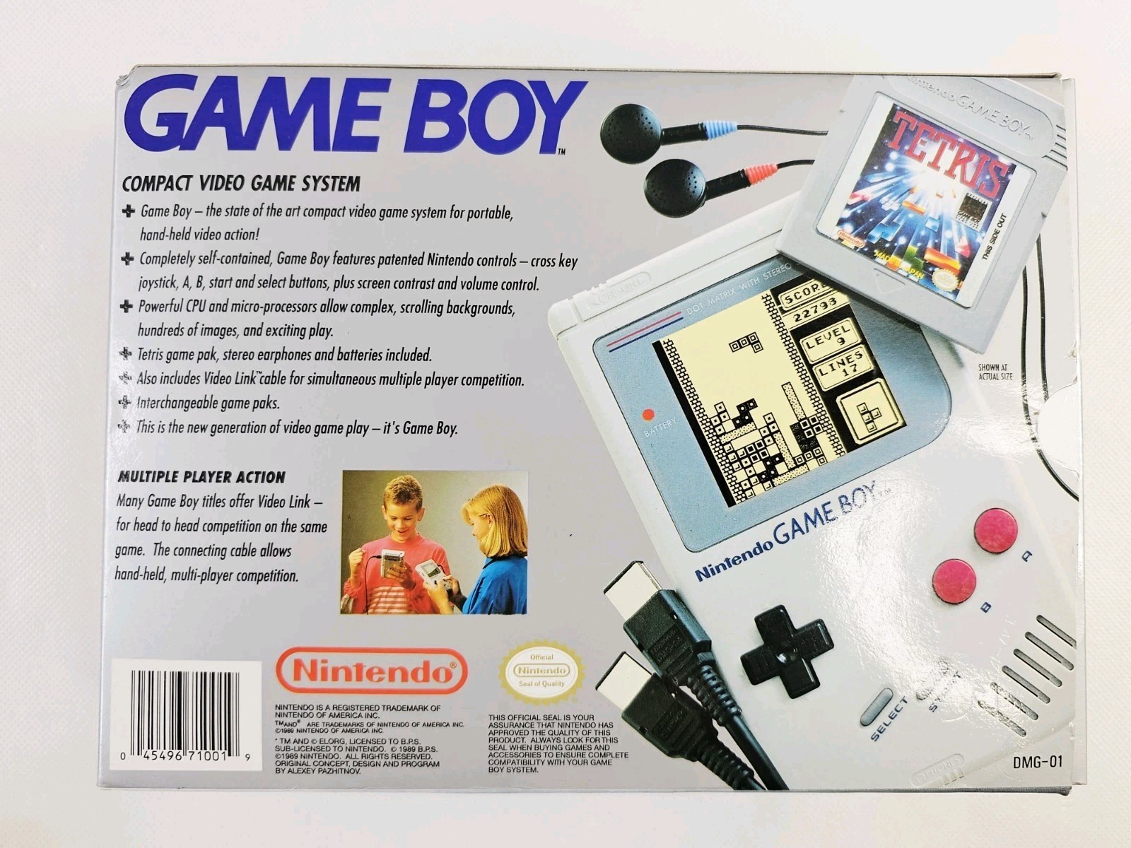 Original Game Boy DMG-01 Console Handheld w/ Tetris Box Manuals Tested Works