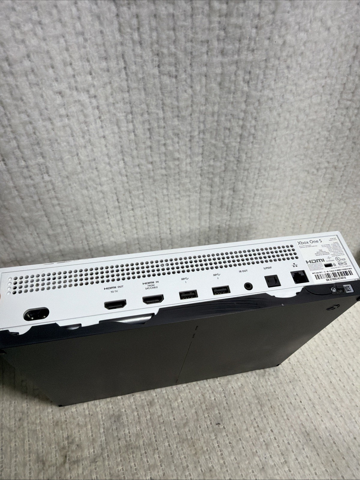 Microsoft Xbox One S – White W/ Controller & Cords HDMI To Tv Damaged