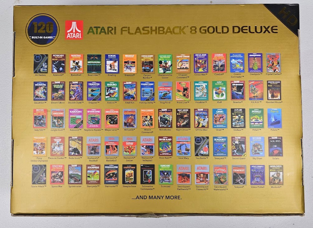 Atari Flashback 8 Gold Deluxe HD Classic Retro Gaming Console 120 Games HDMI CIB