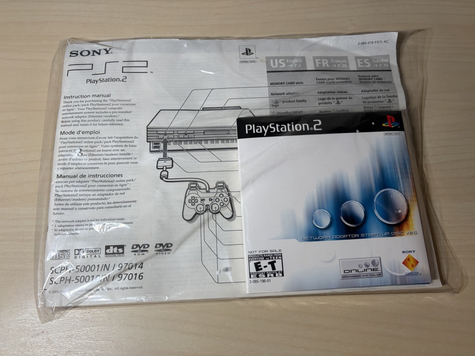 Sony PlayStation 2 PS2 Console SCPH-50001 Network Adapter Complete Near Mint