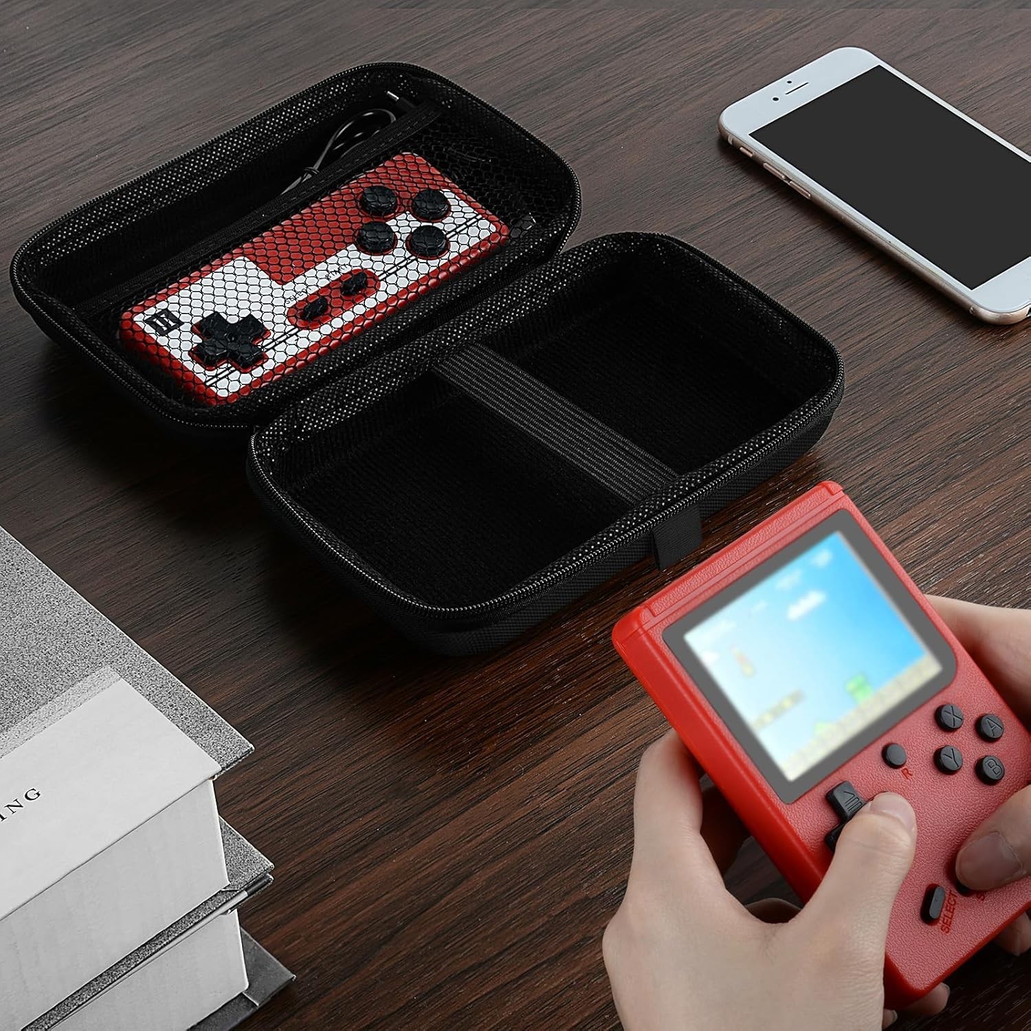 Lightweight Handheld Game Console Protection Case with Dual Storage Compartments