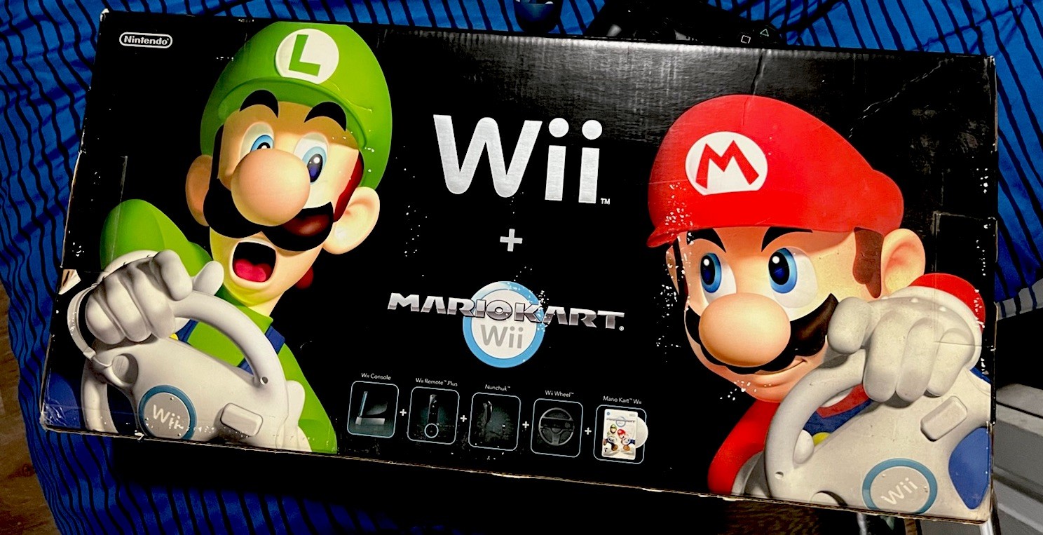 Nintendo Wii Mario Kart Racing Bundle Black Console Tested COMPLETE