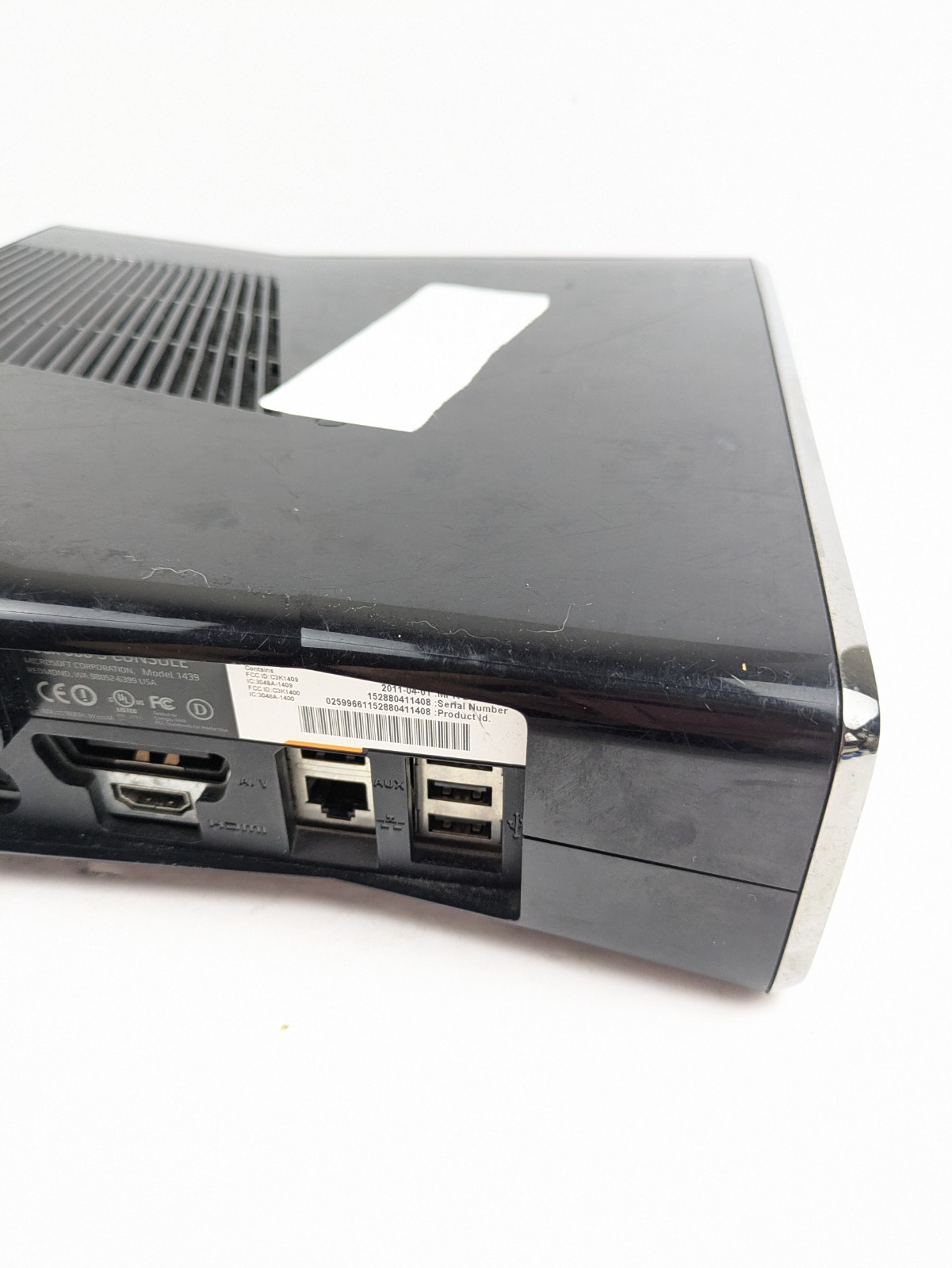 Microsoft Xbox 360 Slim No Hard Drive Glossy Black Model 1439 3