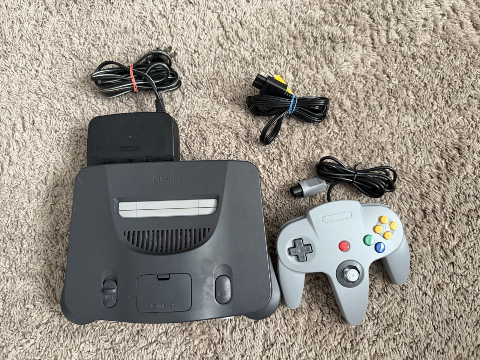 Nintendo 64 N64 NUS-001 (USA) Console System w/ Controller, Cables TESTED/WORKS
