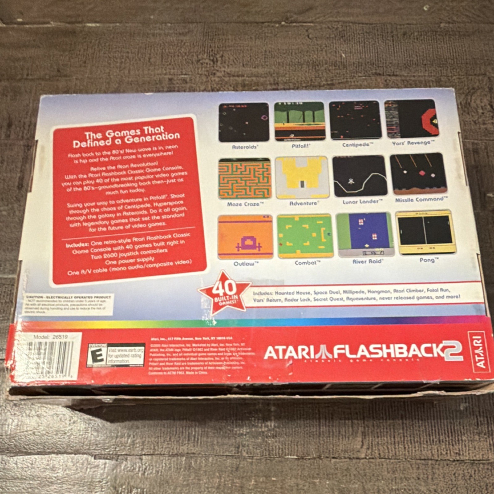 Atari Flashback 2 Classic Game Console 40 Built-In Games 2 Joysticks Box Manual
