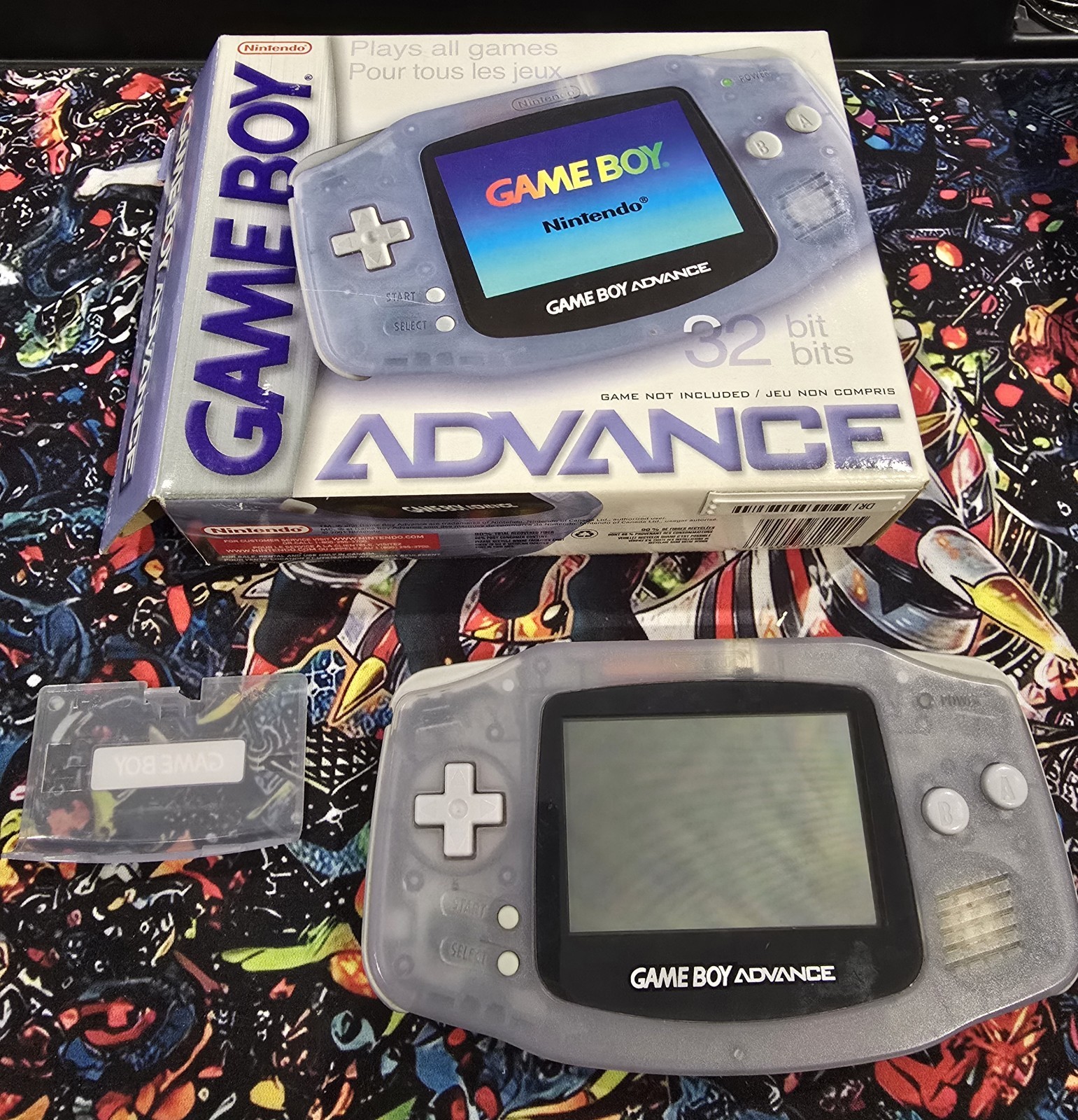 Nintendo Game Boy Advance AGB-001 Glacier Clear Handheld GBA Gameboy With Box