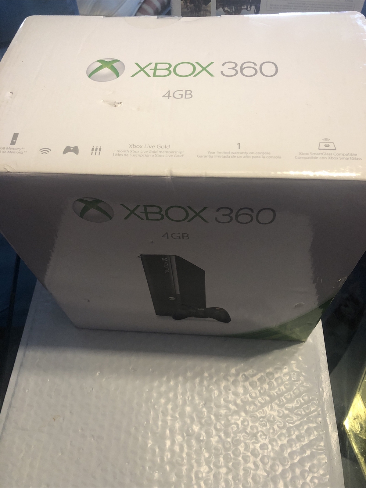 Microsoft Xbox 360 E 4 GB Black Mod 1538 Console New Factory Sealed WEAR BOX PIC