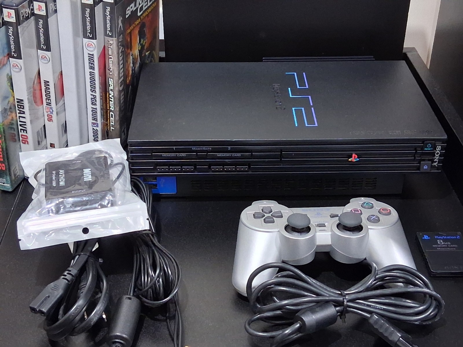 PS2 Model SCPH50001 HDMI PlayStation 2 Network Controller 6 Game Lot FAT Bundle