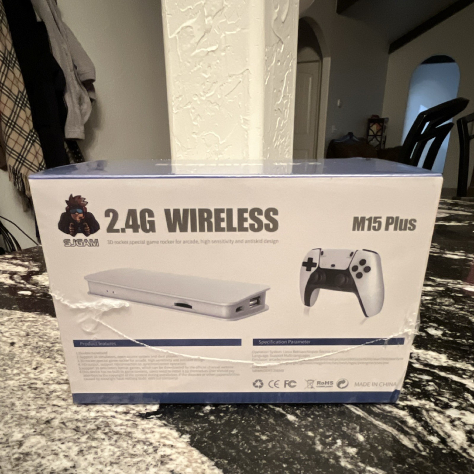SJGAM M15 Plus White 2.4G Wireless HDMI Home Console Dual Players 10 Simulators