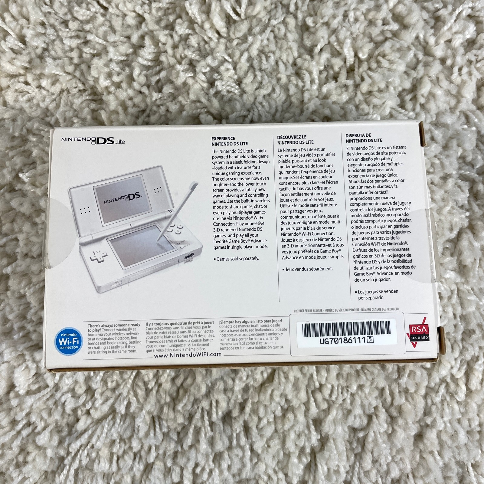 Nintendo DS Lite Polar White Handheld System USG-001 in Box Tested
