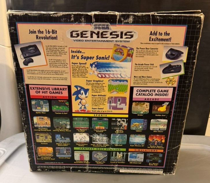 Sega Genesis Console, 2 controllers Box Not For Resale Sonic 1 Working
