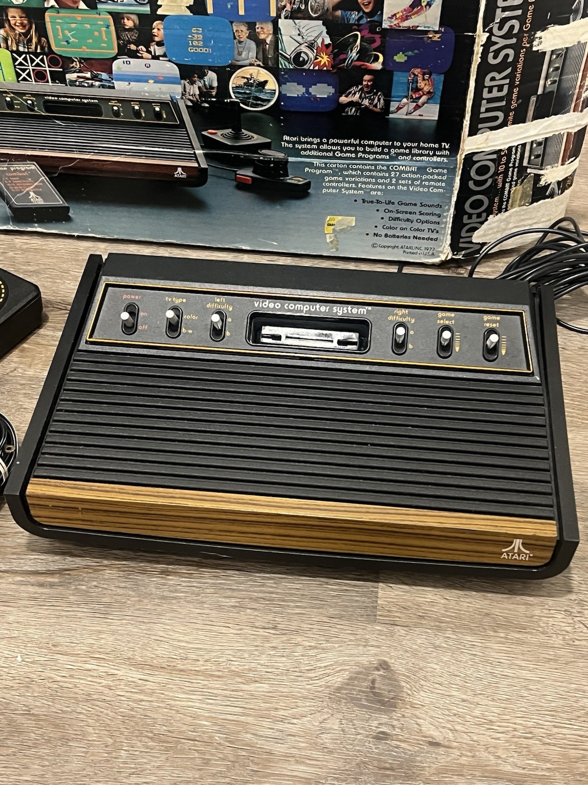 Rare 1977 Atari 2600 VCS Heavy Sixer Console Orig. BOX CHESS PIECE Gray Writing