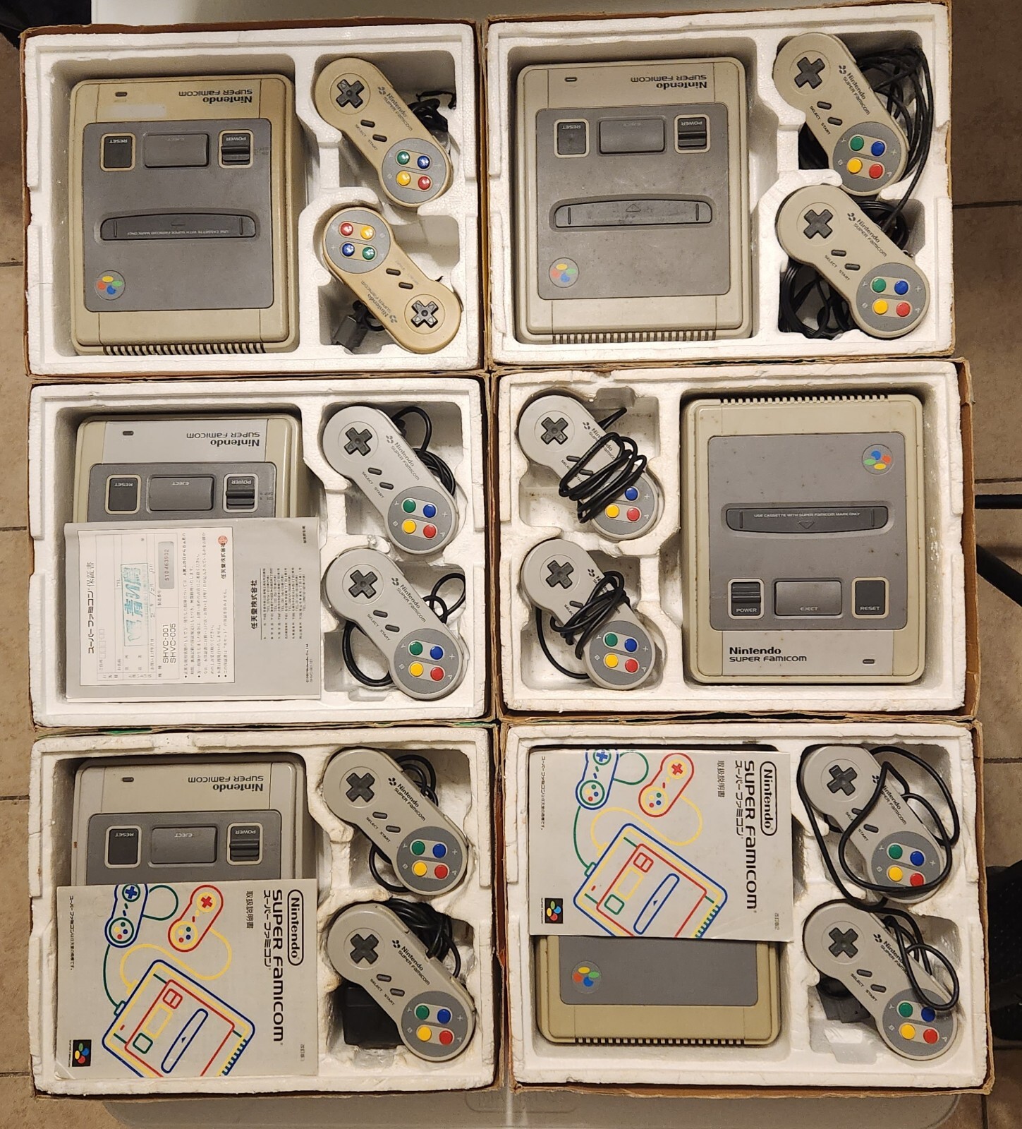 PARTS ONLY – 6x Nintendo Super Famicon Japanese Consoles + 12 Controllers