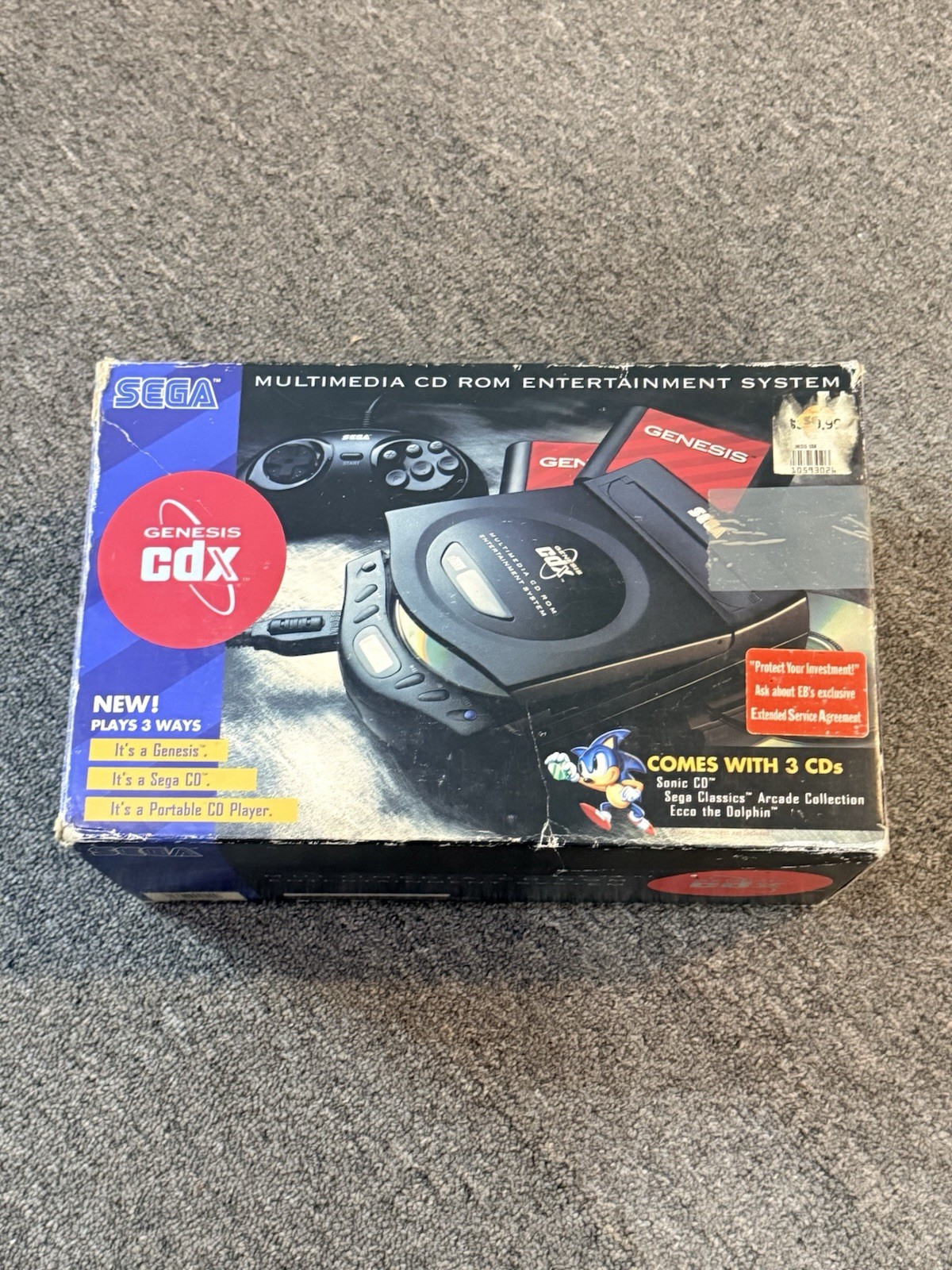 SEGA GENESIS CDX MK-4121 GAME SYSTEM W/ ECCO DOLPHIN ORIGINAL BOX ~ READ ~