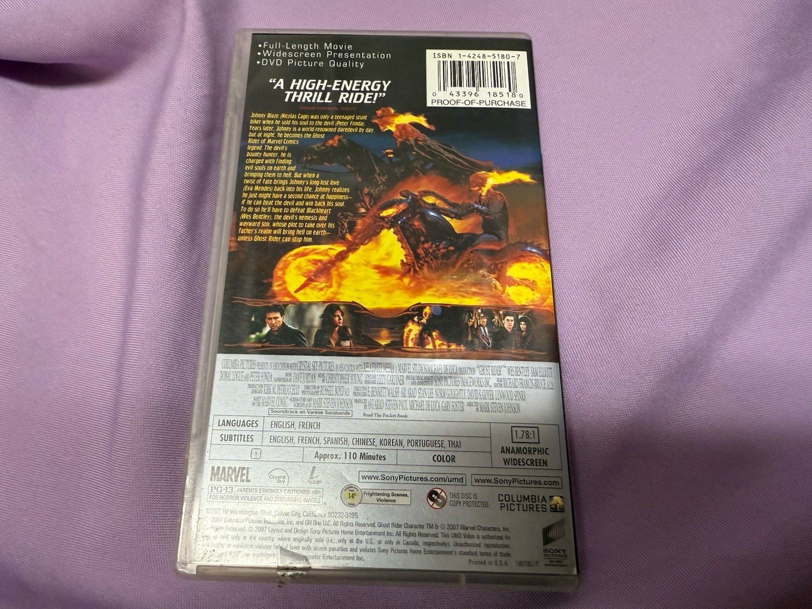 Ghost Rider PSP UMD Video Movie Nicholas Cage & Eva Mendes! Excellent Condition!