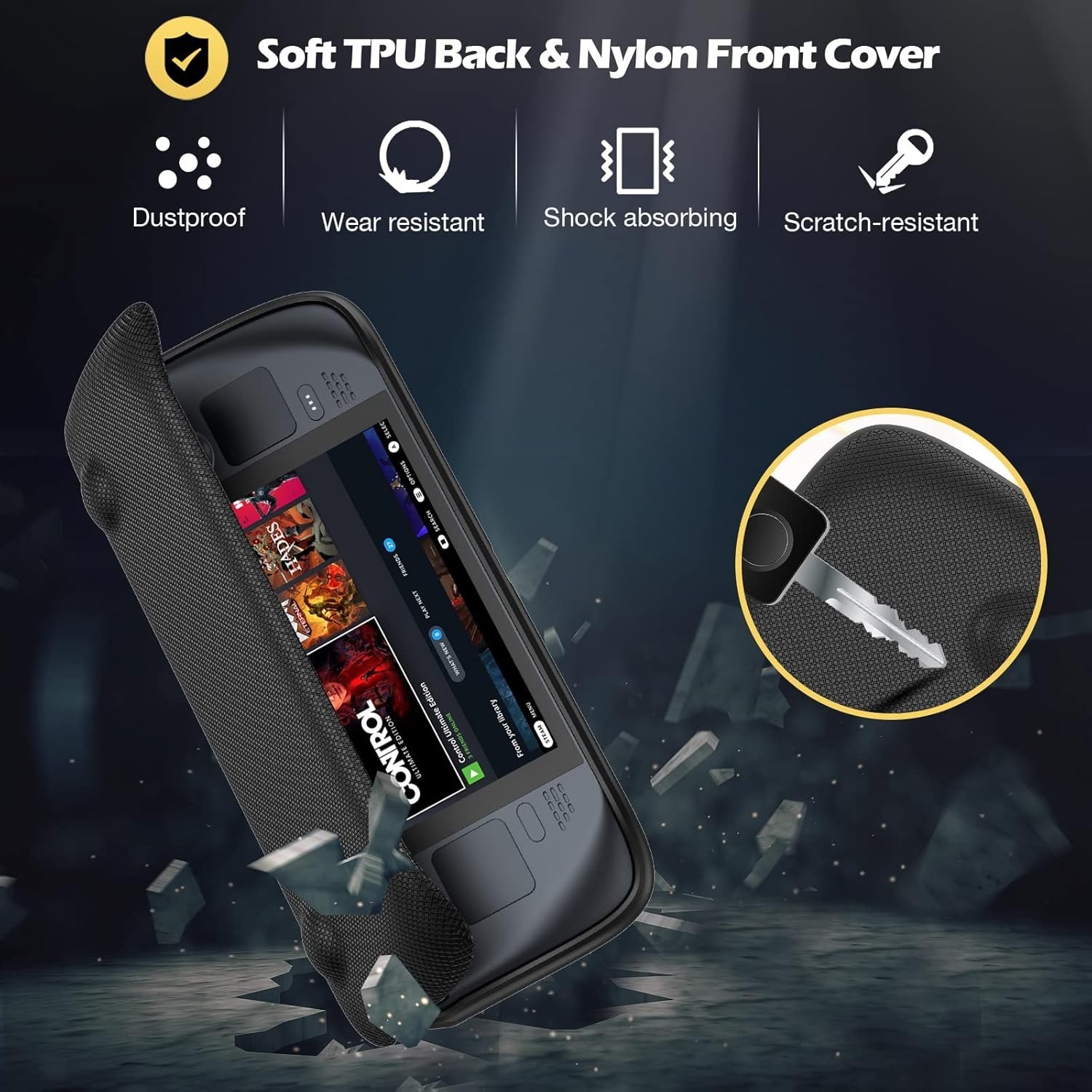 Black Flip Case for Steam Deck OLED/LCD 2023/2021 – Waterproof & Durable
