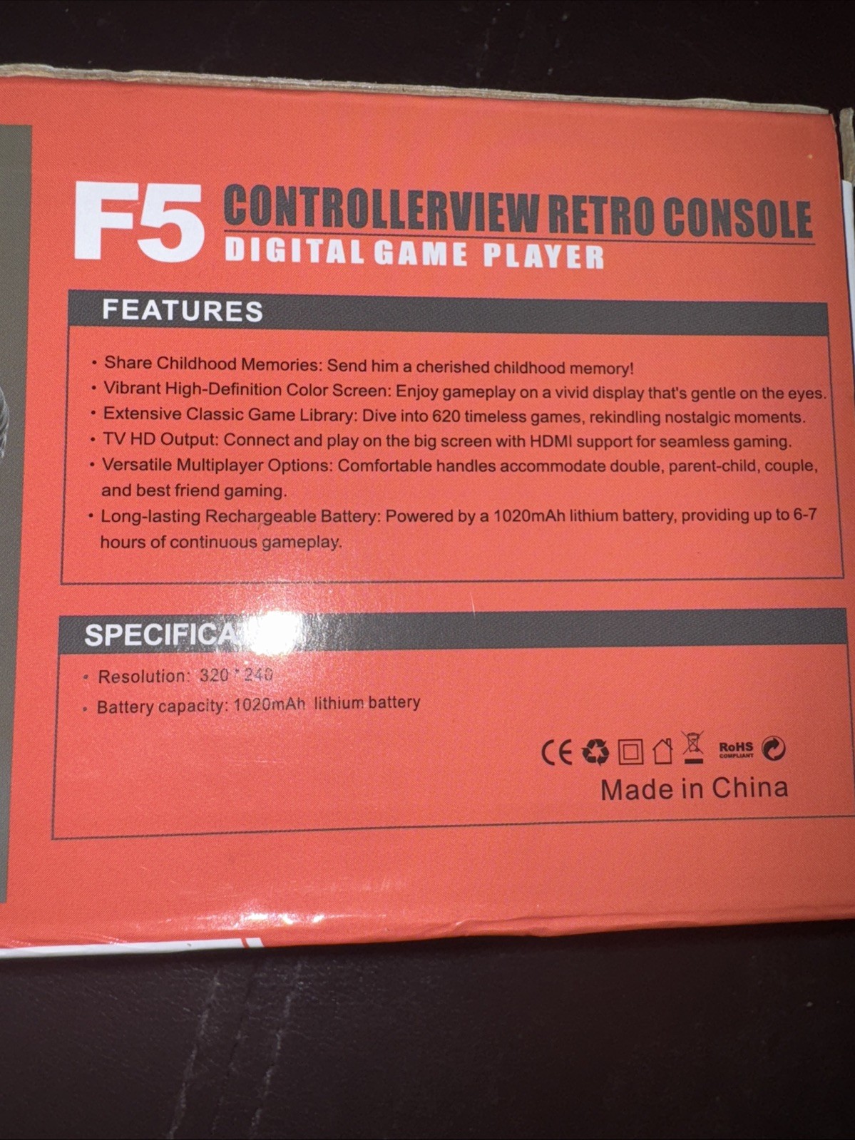 F5 Games Controller Game Box Game Console 620 Games With Rechargeable Batteries