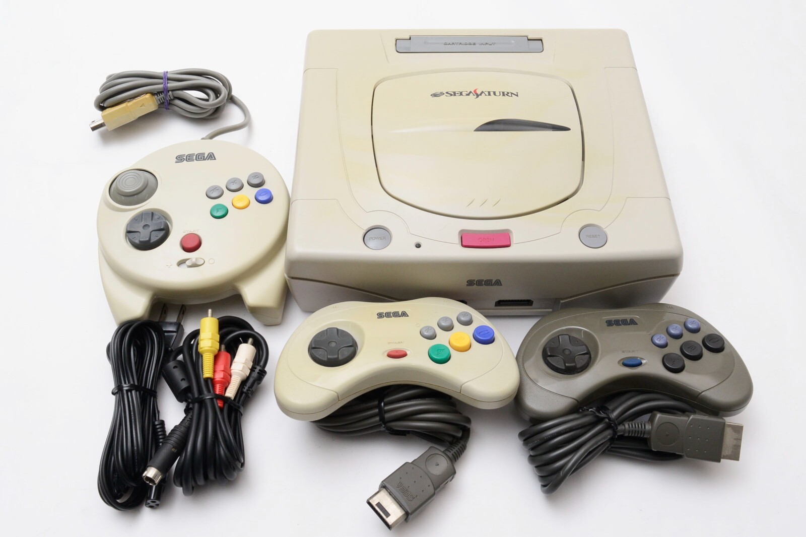 Sega Saturn Console Controller Set White HST-3220 w/Multi Controller SS Japan JP