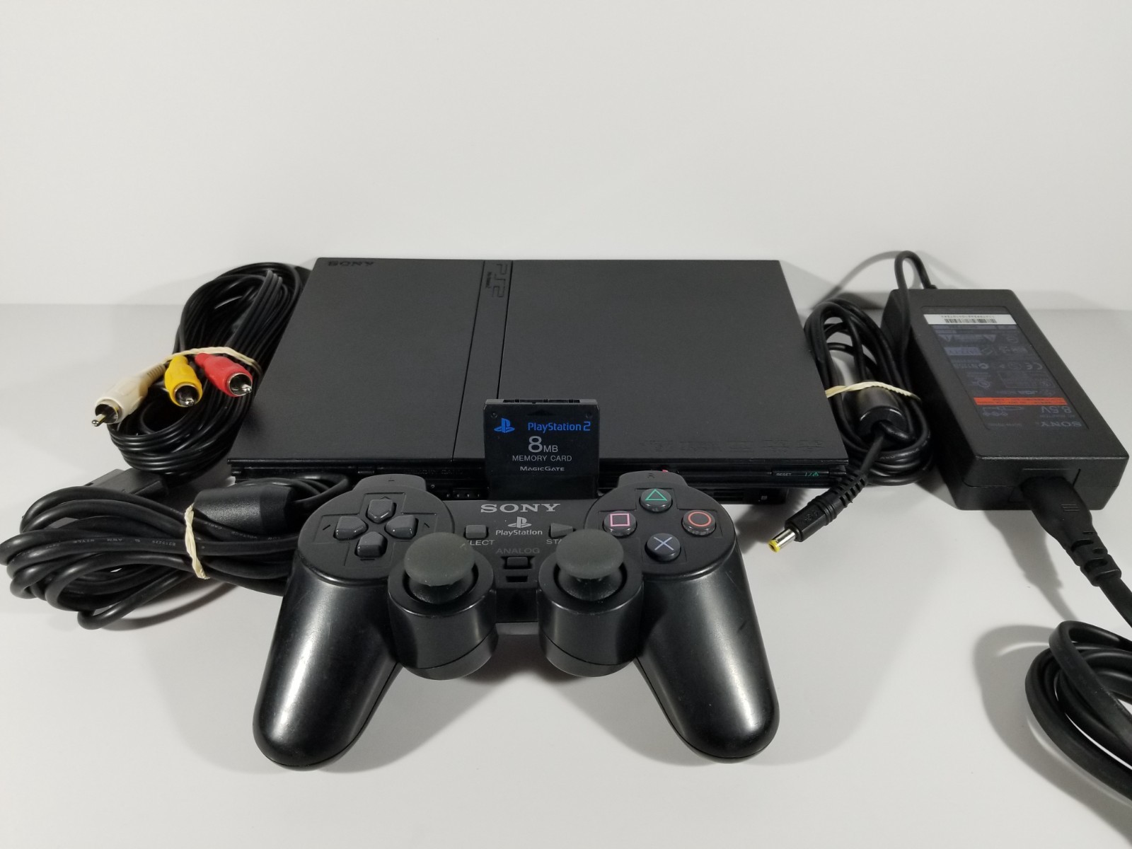 ¤ Sony PlayStation 2 Slim Black SCPH-75001 Console ¤ PS2 In OEM Box All Wires