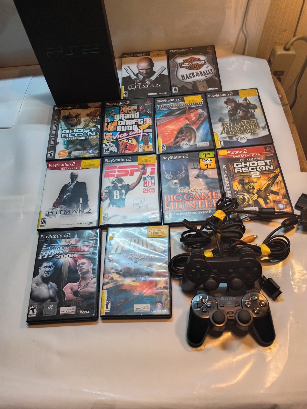 Sony PlayStation 2 Bundle SCPH-30001 With 12 Games Two Remotes 2 Cords WORKING