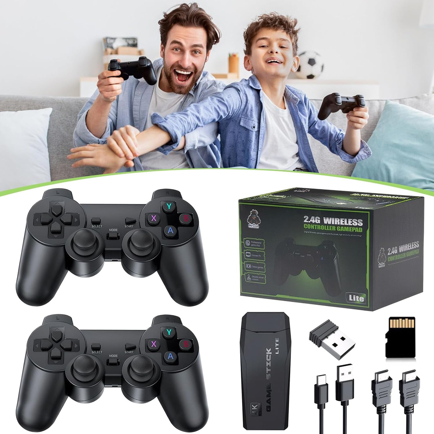 20000+ Games Retro Gaming Console,2026 Home Game Console Wireless Double Handle