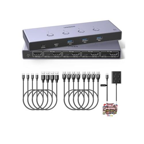 NEW UGREEN 8K@60Hz HDMI KVM Switch for 4 Computers with 4*USB 3.0 Ports Aluminum