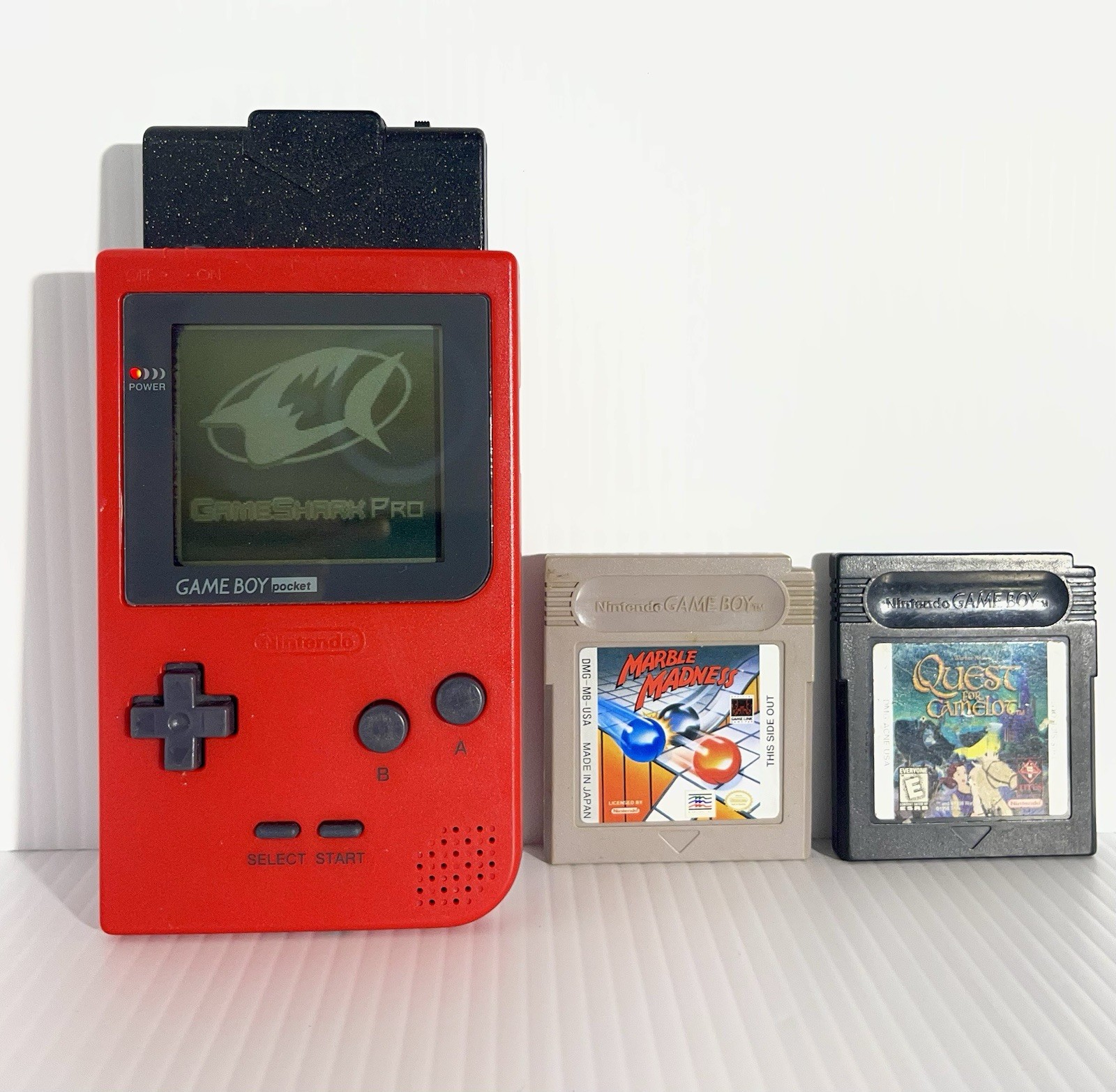 Nintendo Game Boy Pocket Red MGB-001 Lot + GameShark Pro + 2 Games Tested