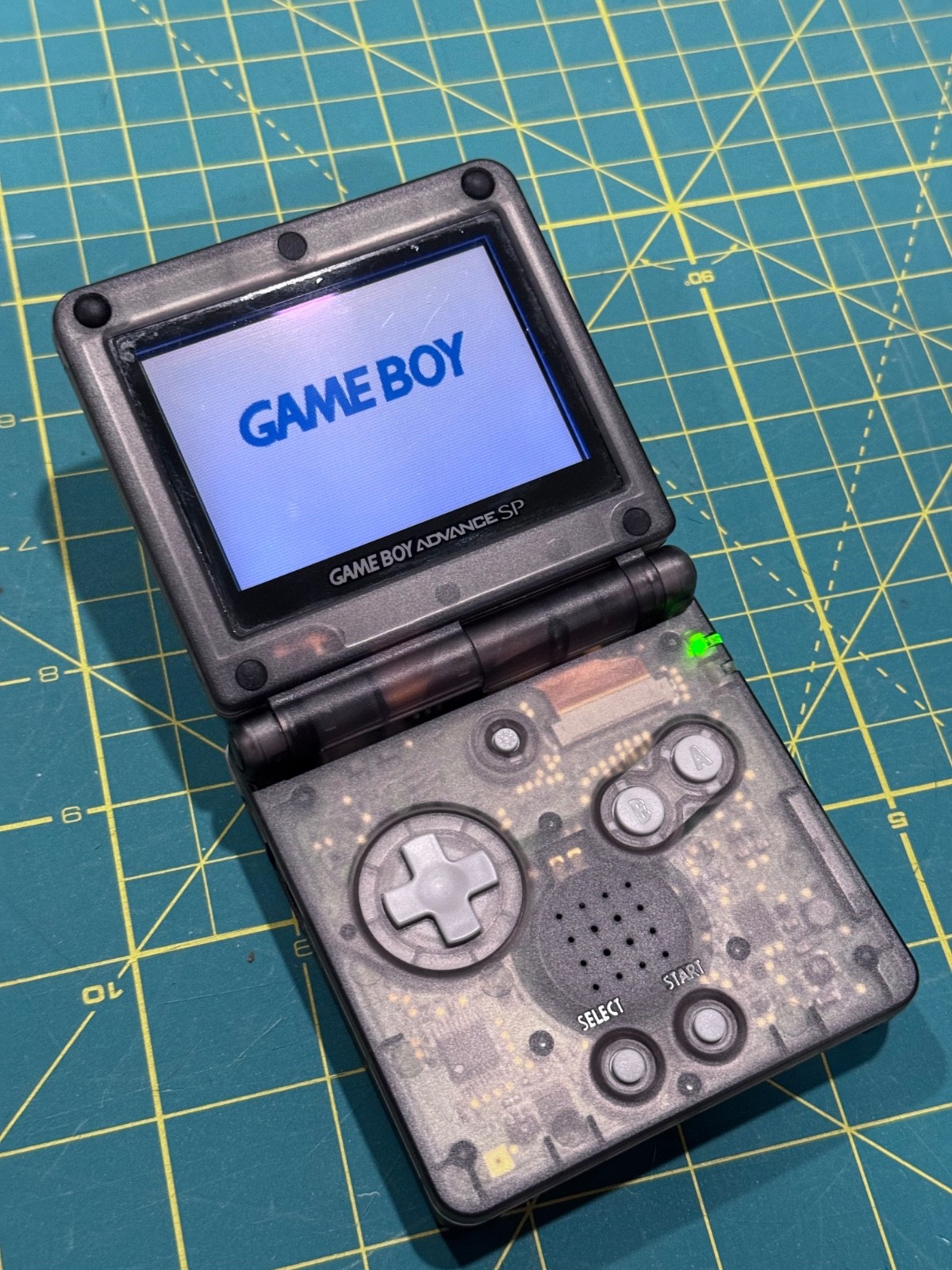 GBA SP Console with Transparent Frosted Black shell