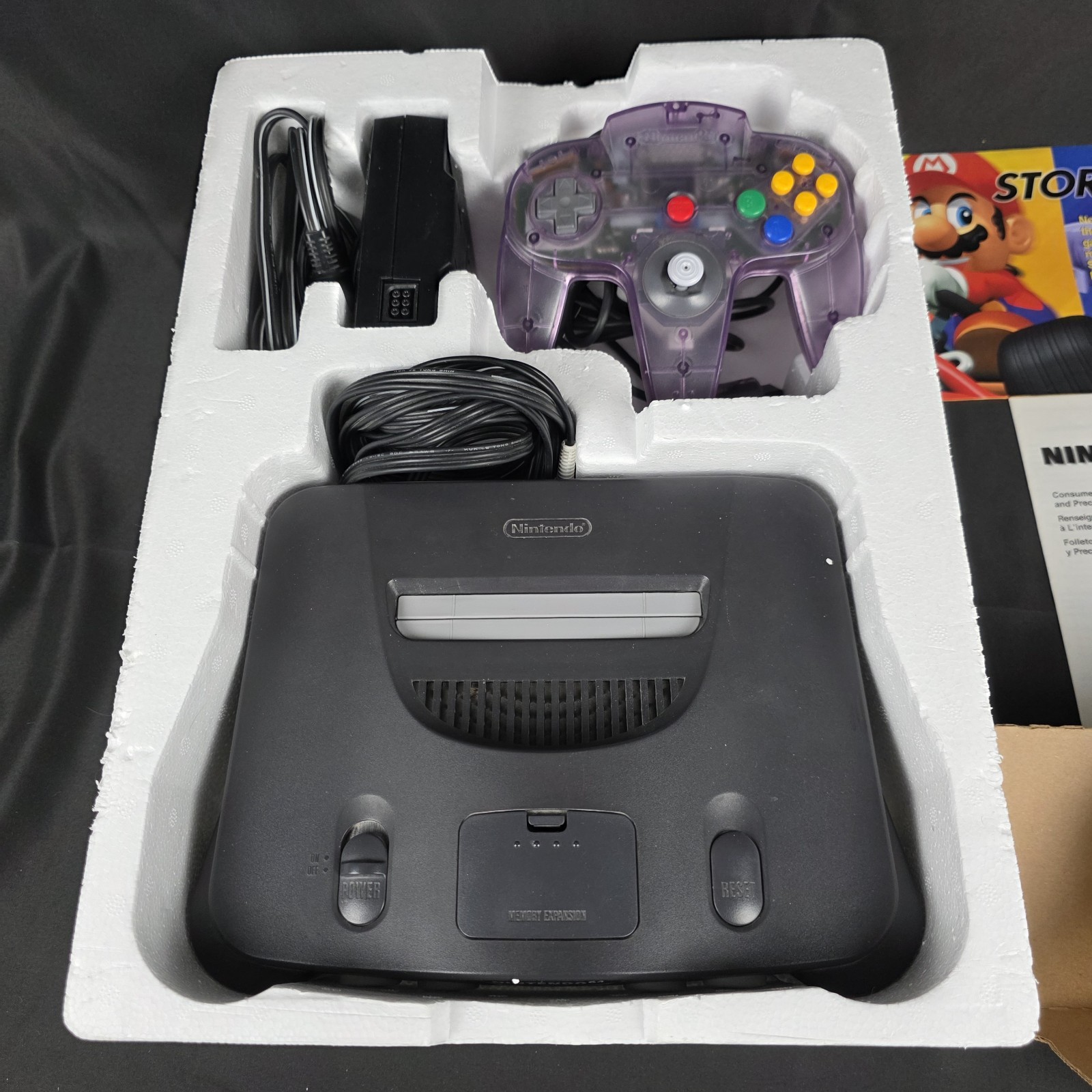 Nintendo 64 N64 Atomic Purple Controller Bundle CIB Box Manuals Expansion Pak