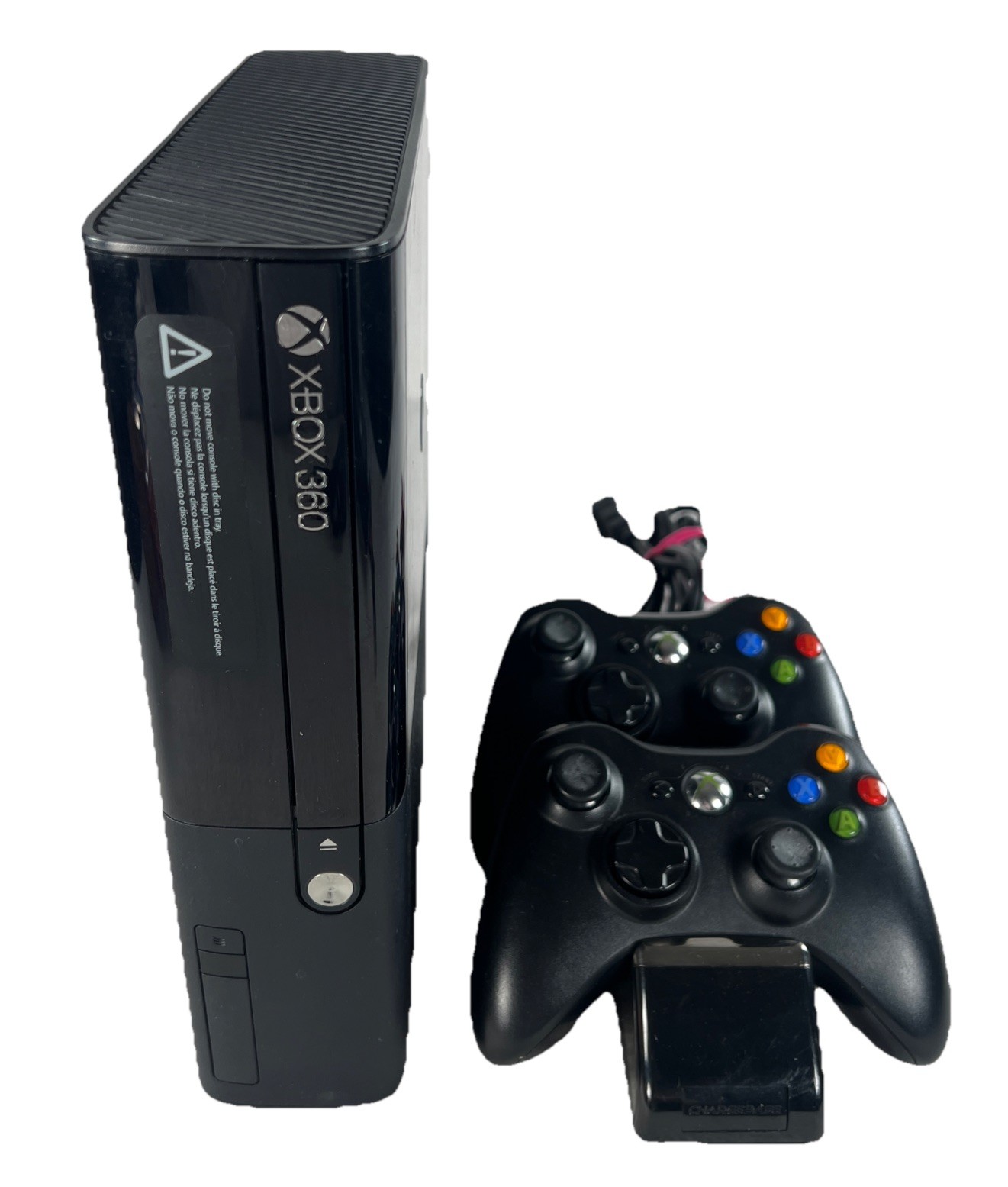 Microsoft Xbox 360-E Console LOT 4GB Wireless 2 Controllers Charger Black Tested