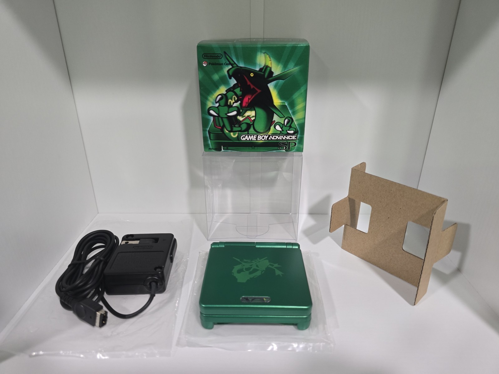Game Boy Advance SP Rayquaza JP Reshell AGS-001 Box OEM Charger Minty Rare