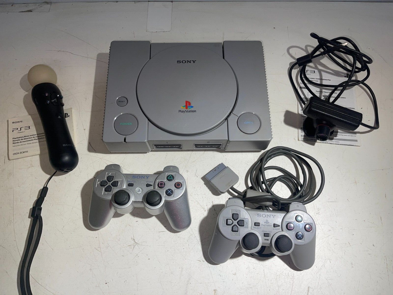 Sony Playstation 1 Bundle Console SCPH-7001 Controllers Eye Camera – UNTESTED