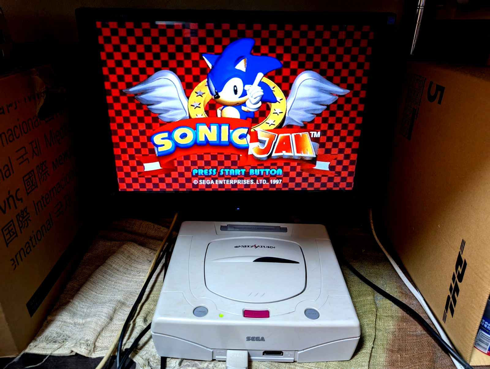 Sega Saturn White Console Sonic Jam Sonic R Japan Box