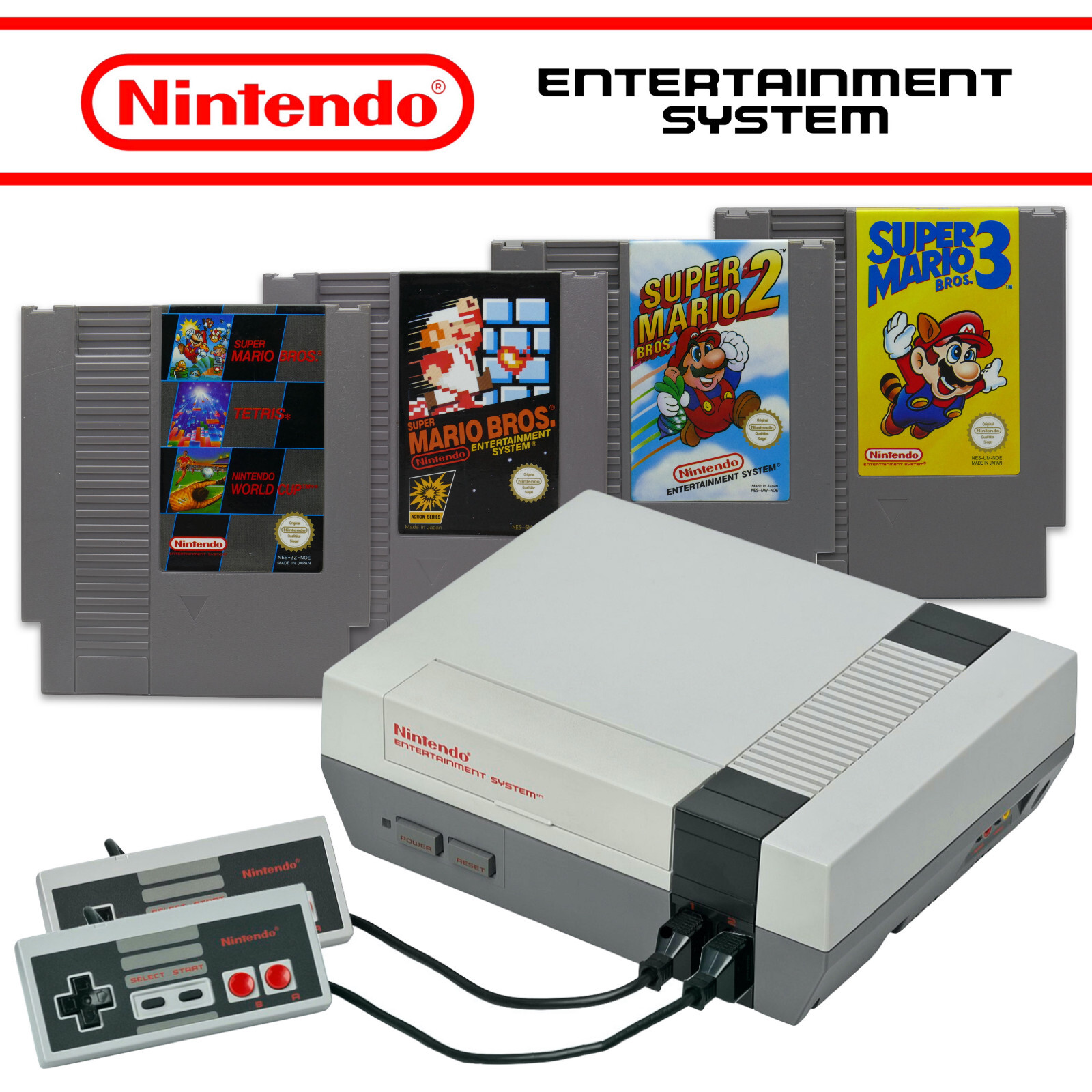 NES / Nintendo System Console + ORIGINAL Controller & Game – Condition: Used