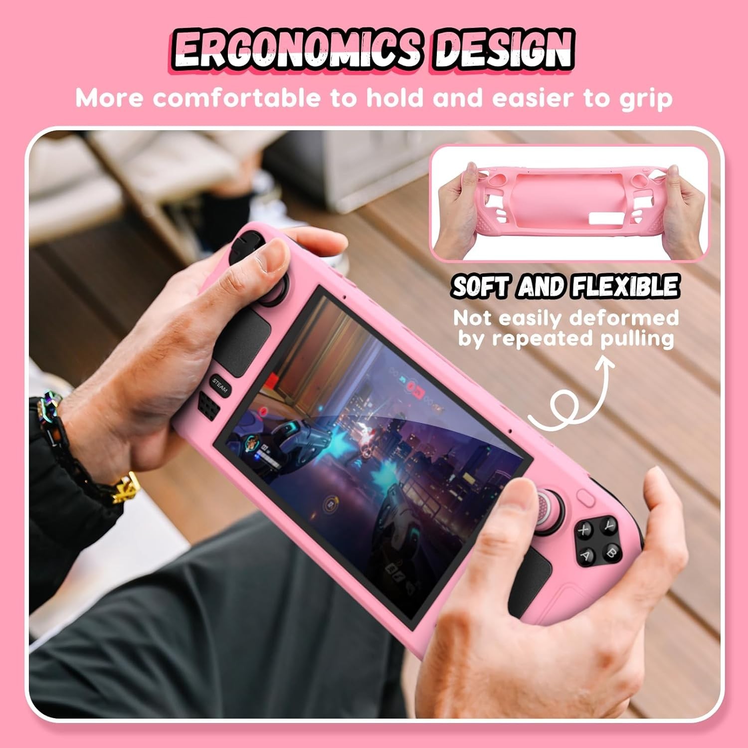 Ultimate Pink 9-in-1 Protective Case for Steam Deck OLED – Easy Clean & Install